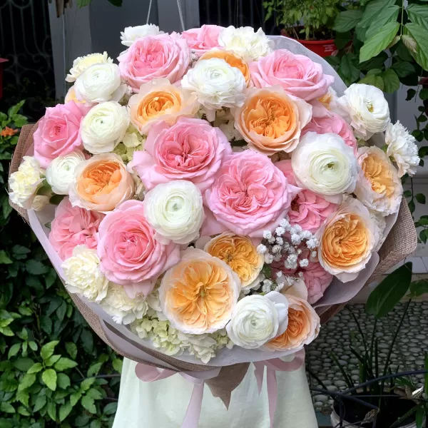 Bó Hoa sinh nhật tặng nữ, tông màu nhẹ nhàng