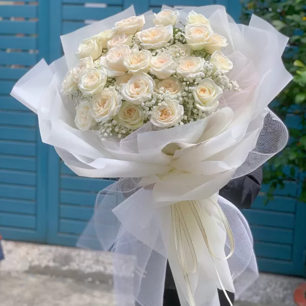 Bó Hoa hồng ohara trắng