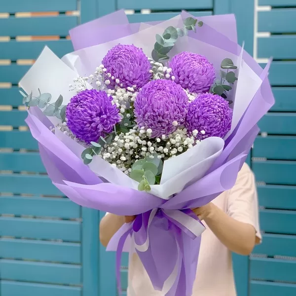 Bó hoa Cúc mẫu đơn tím