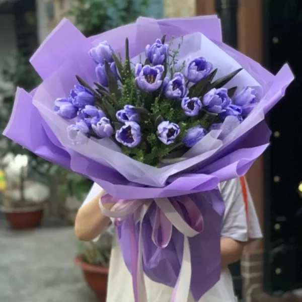 Bó hoa tulip tím nhuộm